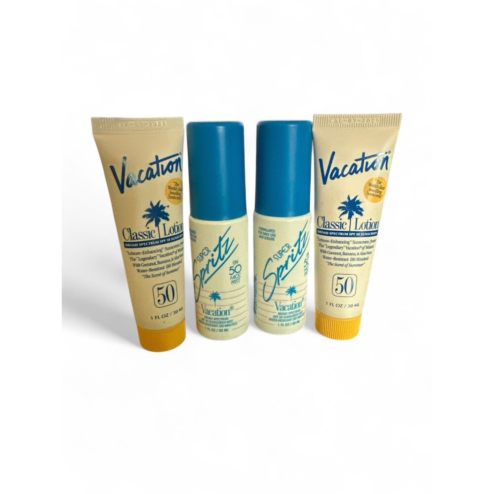 Bundle 4 Vacation Travel Sunscreens Classic Lotion 50 Face Mist Super Spritz